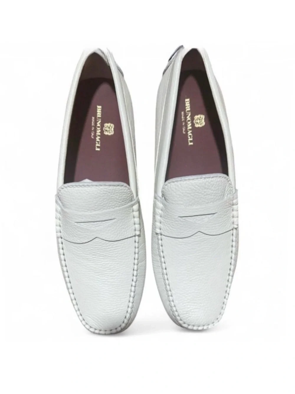 Bruno Magli Off-White Pebble Leather Driver Loafers Size EU 43/ US Men’s 10